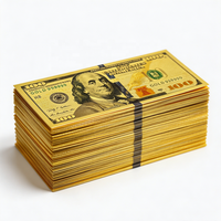 Billets de banque factices personnalisés en feuille d'or 24K, répliques réalistes de 100 dollars américains, pour collection, exposition et articles de fête