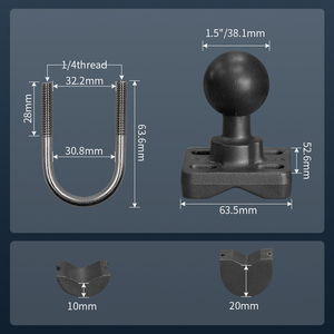 VIN Mounts Double U-bolt with 1.5'' C Size Ball Adapter for Mounting <b>Tablet</b> Holder for Truck/Rail/Agriculture+More VIN-C-006 - Product Image 4