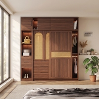 Armoire de chambre à coucher avec panneau plat en verre massif, intégrée au plafond, pour appartement, avec unité combinée à double tiroir central, mobilier de maison