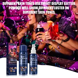 Vente en gros usine <span class=keywords><strong>Spray</strong></span> illuminateur végétalien scintillant pour visage, cheveux, corps, et <span class=keywords><strong>vêtements</strong></span> de fête, effet <span class=keywords><strong>paillettes</strong></span> diamantées - Product Image 2