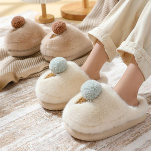 New Stock Arrival Comfortable Plush Cotton Fabric for Slippers Flower Embroidery Closed Toe EVA for Summer Home Use Big Discount - Product Image 4
