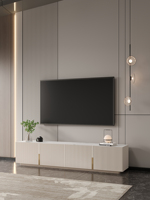 Meubles de salon modernes et simples en bois, ensemble de meuble TV et table basse, unité TV LED de luxe, console multimédia