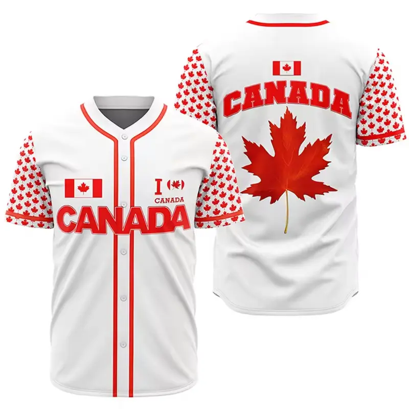 Nieuwe Innovatie Design Drop Shoulder T Shirts Unisex Canada Vlag Sublimatie T-Shirt Voor Decoratie