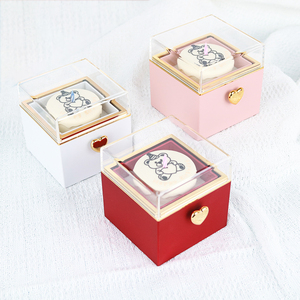 Rotating Reversible Square <strong>Ring</strong> Cake Box <strong>Pop</strong> up Gift Box with Candles Romantic Valentine's Day Fashionable - Product Image 5