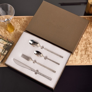 Ensemble de vaisselle et de couverts de luxe en acier inoxydable 304, 4 pièces avec trou de suspension, pour cadeaux d'affaires, usage familial et en restaurant - Product Image 3
