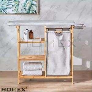 <span class=keywords><strong>Cesto</strong></span> per biancheria in bambù con ruote e asse <span class=keywords><strong>da</strong></span> stiro - Product Image 5