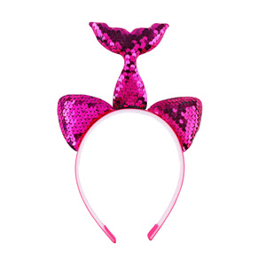 Banda para el cabello con cola de sirena, <span class=keywords><strong>tocado</strong></span> dulce de princesa, diadema de cola de sirena para fiesta de niñas coloridas - Product Image 3
