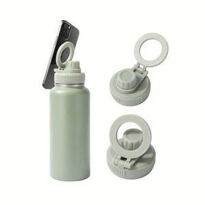 Custom Logo 1L Stainless Steel Double Wall Insulated Vacuum <b>Flask</b> 32oz Magnetic Water <b>Bottle</b> with Phone Holder - Product Image 1