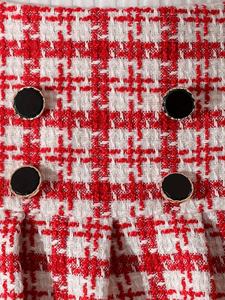 Ensemble de vêtements pour bébé <span class=keywords><strong>fille</strong></span>, <span class=keywords><strong>jupe</strong></span> à carreaux <span class=keywords><strong>rouge</strong></span> + chemise blanche pure + manteau à manches longues à col en V exquis - Product Image 5