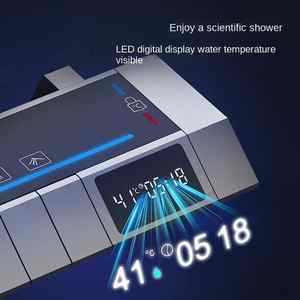 Ensemble <span class=keywords><strong>de</strong></span> pomme <span class=keywords><strong>de</strong></span> douche en laiton LED <span class=keywords><strong>gris</strong></span> canon, colonnes <span class=keywords><strong>de</strong></span> douche carrées, montage mural, mitigeur <span class=keywords><strong>de</strong></span> douche en cascade - Product Image 5