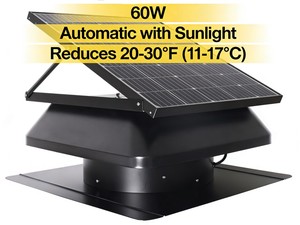 Ventilateur solaire de grenier 60W, ventilateur d'extraction de toit, moteur BLDC IP68, 14 pouces, solaire pour maison, serre, entrepôt, usine SN2018027 - Product Image 3
