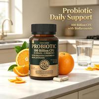 Capsules de probiotiques, prébiotiques, enzymes digestives, bioflavonoïdes d'agrumes, santé intestinale, complément végétarien, OEM