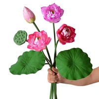 Fleurs de lotus artificielles, fausses tiges de nénuphars pour arrangements floraux de mariage, de temple et décoration paysagère