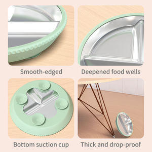 แผ่นซิลิโคนกันดูดสำหรับเด็กทารกที่ทานอาหารจาน304อาหารเด็กถอดออกได้ปราศจาก BPA ได้รับการรับรอง CPC - Product Image 6