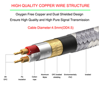 Câble audio Bochara tressé 3,5 mm stéréo TRS vers double 6,35 mm TS OFC, blindage feuille et tressé, OD8mm, plaqué or, 1,5 m