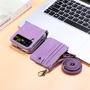 Funda protectora más popular para <span class=keywords><strong>Samsung</strong></span> Z <span class=keywords><strong>Flip</strong></span> 5 4 3 Funda de teléfono con pantalla plegable con bolsa de inserción de tarjeta de crédito - Product Image 3