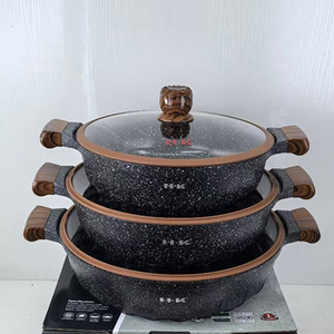 Modern Design Non-Stick Panela De Sopa De Alumínio <span class=keywords><strong>6</strong></span>-Piece Set 32-36-40cm Big Granito Caçarola Panelas com Tampa De Vidro New Kitchen Wares - Product Image 1
