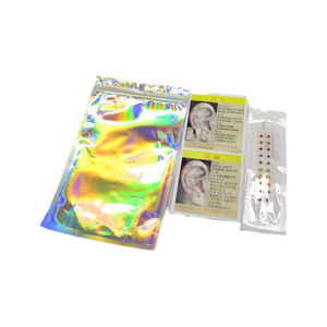 Pegatinas de punto de oreja de cristal transparente de arcoíris de colores, parches de frijol Auricular, parches de semillas de oreja de masaje, pasta de presión de acupuntura - Product Image 4