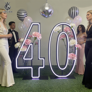 ป้ายไฟนีออน LED แบบกำหนดเองสำหรับงานอีเว้นท์ ตัวเลขขนาดใหญ่ ป้ายไฟนีออนแบบมาร์กี โครงโลหะ ตัวอักษรเรืองแสง สำหรับงานวันเกิด - Product Image 4