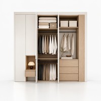 Système de dressing moderne en mélamine blanc chêne pour chambre à coucher, vente en gros, promotion