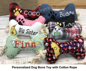 2023 yeni kişiselleştirilmiş özel köpek kemik oyuncak ile Squeaker ile pamuk ipi Pet hediye nakış kişiselleştirilmiş adı - Product Image 2