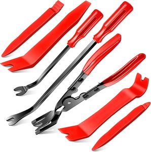 Kit de 7 outils de démontage de garnitures de voiture avec outil de levier et pinces à clips pour le démontage sûr des panneaux intérieurs de voiture, du tableau de bord - Product Image 1