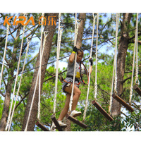 Parcours d'escalade en corde du parc d'attractions Tree Top Team Building High Ropes Course