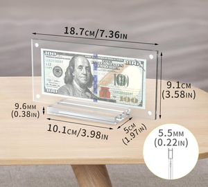 Tùy Chỉnh Acrylic Từ Giấy Tiền Hiển Thị Khung Tiền Tệ Hiển Thị Chủ Hóa Đơn Hiển Thị Đứng Tiền Bộ Sưu Tập Acrylic Khối - Product Image 3