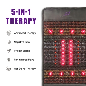 Luxuryade B85 Mini Size Gemstone PEMF Crystal Chakra Mat Amethyst Photon Red Light <span class=keywords><strong>Therapy</strong></span> Infrared Massage Mattress. - Product Image 3