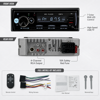 VOLOX 1 DIN Araç MP3 Çalar 7 Renkli Işıklar 50Wx4 Yüksek Güçlü Bluetooth Stereo Radyo 4-RCA USB TF Fabrika-Toptan-Fiyatı