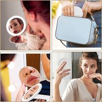 Travel Compact 10X Magnifying LED Handheld Foldable Single-Sided Makeup Mirror for Women