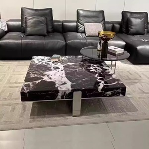 Tavolino quadrato in marmo massello moderno italiano con struttura in ferro da soggiorno di varie dimensioni stile di design di fascia alta marchio Tuochen - Product Image 3
