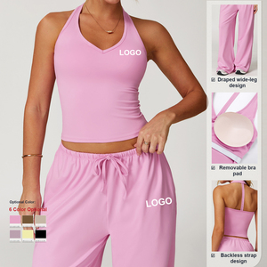 Set di pantaloni da Yoga a gamba larga con coulisse bretelle ad asciugatura rapida <span class=keywords><strong>tuta</strong></span> sportiva da donna Casual da corsa abbigliamento sportivo da <span class=keywords><strong>palestra</strong></span> abbigliamento Fitness - Product Image 3