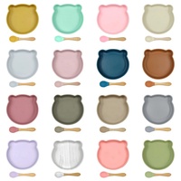 Assiette apéritif en Silicone, vaisselle de qualité alimentaire directe depuis l'usine, assiette en Silicone, ours mignon, assiette pour bébé, assiette pour enfants
