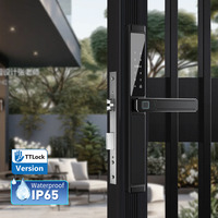 Serrure de porte intelligente à empreintes digitales double face en aluminium, étanche, avec application TTlock, mot de passe, sans clé, pour porte coulissante en verre encadré, serrure de porte numérique