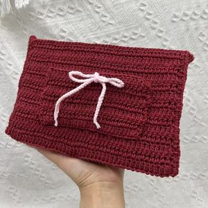 Funda de <span class=keywords><strong>libro</strong></span> de Material de algodón de ganchillo a mano con logotipo personalizado, funda de <span class=keywords><strong>libro</strong></span> de <span class=keywords><strong>Amigurumi</strong></span> de Color rojo encantador - Product Image 1