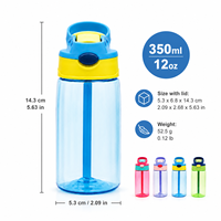 Bouteille d'eau pour enfants à double usage avec logo personnalisé, 350 ml (12 oz), motif dessin animé, sans BPA, en PC, avec paille et poignée, anti-fuite