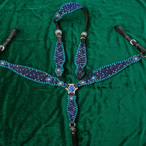 Ensemble de harnais western haut de gamme en cuir durable avec collier de poitrail et têtière pour l'équitation - Product Image 5