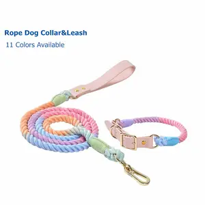 Correa de algodón para perro, Collar y correa trenzada de Color multicolor, extremadamente duradero, venta al por mayor
