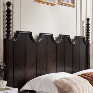 Cama de Madera Maciza Eri de 1.8m, Estilo Rústico Francés, con Plataforma Tallada a Mano en Caoba, Muebles para Dormitorio - Product Image 4