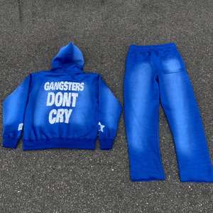 Custom Sun Faded pantalones de chándal bordados y Sudadera con capucha Jogging Suit Distressed Street Wear Full Face Zip up Estilo casual - Product Image 1