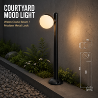 Lampe de jardin LED ronde 12W, IP65 étanche, en aluminium noir, pour terrasse, jardin, allée, décoration extérieure
