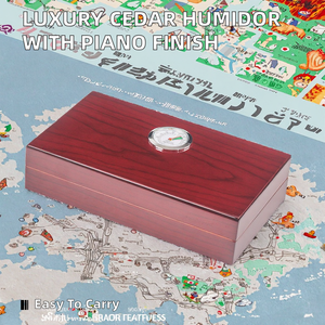 กล่องซิการ์เคลือบแล็กเกอร์ทำจากไม้ดูดความชื้นทำจากไม้ซีดาร์พร้อมสีเปียโน - Product Image 2