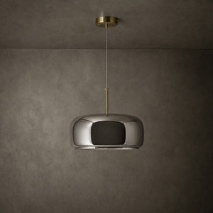 Modern <b>Silver</b> Reflective Pendant <b>Lamp</b> Minimalist Oval Shade Hanging Light For Kitchen Island - Product Image 4