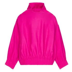 Penjualan laris Pullover poliamida merah muda inovatif pakaian saku Kelim samping tudung terpasang desain unik untuk pria