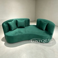 Canapé en velours vert émeraude en acier inoxydable, design moderne, pour hôtel, maison, fête, événement, décoration, ensemble de canapés pour mariage