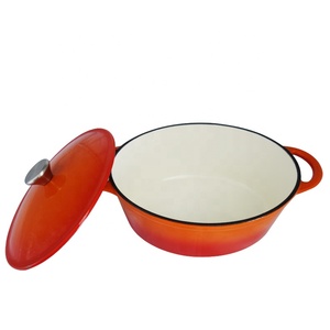 Casserole <span class=keywords><strong>en</strong></span> <span class=keywords><strong>fonte</strong></span> d'ustensiles de cuisine ovales émaillés colorés avec deux poignées four hollandais <span class=keywords><strong>grande</strong></span> <span class=keywords><strong>capacité</strong></span> bouillon de soupe marmite - Product Image 3