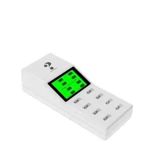 Cargador de enchufe de estación de carga USB multifuncional de 8 puertos para teléfono móvil con cargador USB C de enchufe de EE. UU. UE Reino Unido