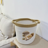Paniers de rangement en corde de coton à motif coloré Paniers tissés ronds durables écologiques Poignées Organisateurs durables Cadeau pour la maison