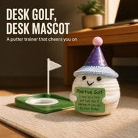 Peluches de golf amusantes en crochet faites à la main avec chapeaux amovibles, accessoires de bureau pour entraînement au putting, objets de collection à exposition